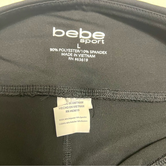 NWT BEBE SPORT LOGO BLACK & WHITE CAPRI LEGGINGS - Picture 7 of 8